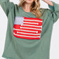 SAGE + FIG Plus Size American Flag Patch Drop Shoulder T-Shirt Teal T-Shirts