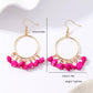 18K Gold-Plated Hoop Earrings with Tassel Beads - DAVERRI FASHIONS