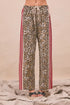 BiBi Leopard Print Pants with red white striped side panels