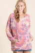 BiBi Circular Tie Dye Print Terry Hoodie with Kangaroo - DAVERRI FASHIONS