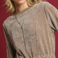 Umgee Velour Drawstring Mini Dress with Long Sleeves - DAVERRI FASHIONS
