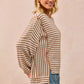 BiBi Open Seam Detail Textured Stripe Knit Top - DAVERRI FASHIONS