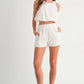 MABLE Eyelet Bubble Hem Sleeveless Top and Shorts Set Outfit Sets