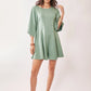 Davi & Dani Solid Draped Sleeve Ties Back Skort Romper Rompers