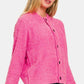 Zenana Button Down Long Sleeve Sweater Cardigan Fuchsia Cardigans