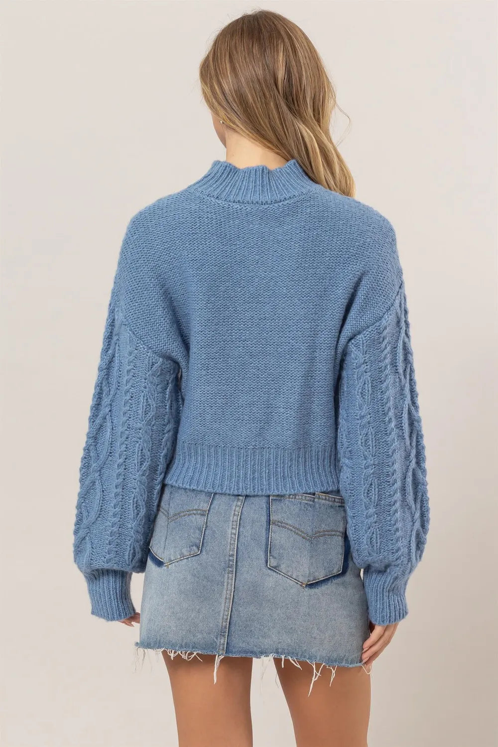 HYFVE Cable-Knit Mock Neck Dropped Shoulder Sweater Sweaters