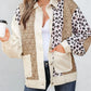 Leopard Waffle Quilted Patchwork Button Front Jacket - DAVERRI FASHIONS