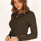 Lettuce Edge Round Neck Long Sleeve Top - DAVERRI FASHIONS