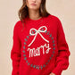 BiBi Christmas Wreath Merry Letter Knit Top - DAVERRI FASHIONS