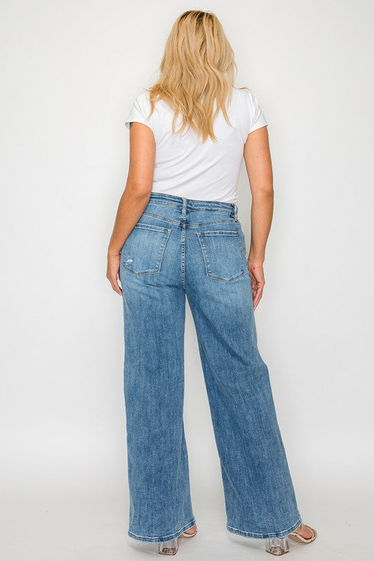 bytos Full Size High Rise Wide Leg Jeans with Pockets | Jeans Daverri Fashions