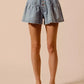 SO ME Flared Denim Shorts with Elasticized Waist - DAVERRI FASHIONS