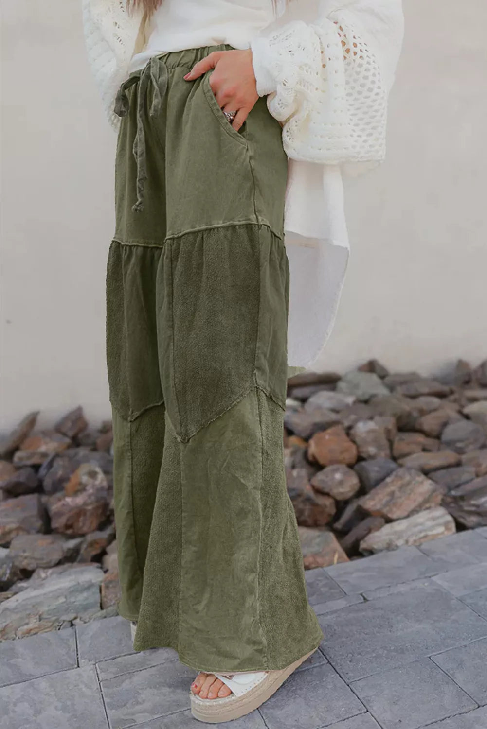 Tiered Wide Leg Pants | Pants Daverri Fashions