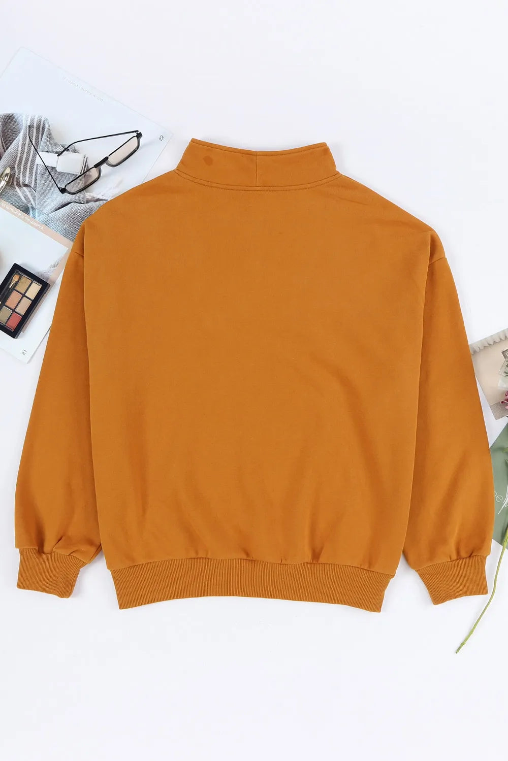 Quarter Zip Dropped Shoulder Sweatshirt | Sweatshirts Daverri Fashions