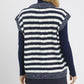 Umgee Cable Knit Collared Striped Vest Sweater - DAVERRI FASHIONS