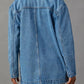 Pocketed Lapel Collar Long Sleeve Denim Jacket - DAVERRI FASHIONS