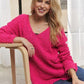 ADORA High-Low Side Slit V-Neck Sweater Sweaters