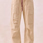 BiBi Drawstring Striped Twill Barrel Pants Oatmeal back view
