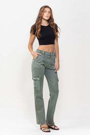 Vervet Cargo Pocket Mid Rise Straight Jeans Jeans