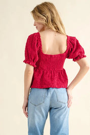 And The Why Lovely Textured and Smocked Top | Tops Daverri Fashions