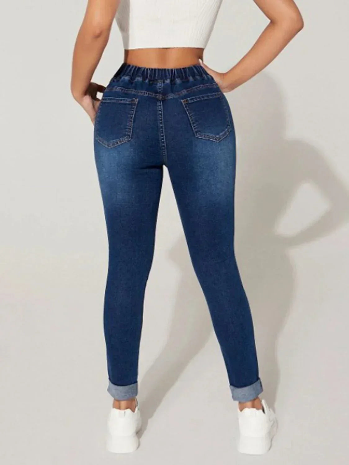 Drawstring Cropped Jeans - DAVERRI FASHIONS