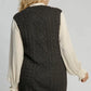 Umgee Full Size Cable V-Neck Vest Sweater Plus Size - DAVERRI FASHIONS
