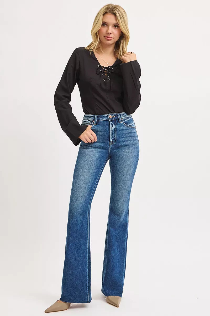RISEN High Rise Flare Jeans | Jeans Daverri Fashions