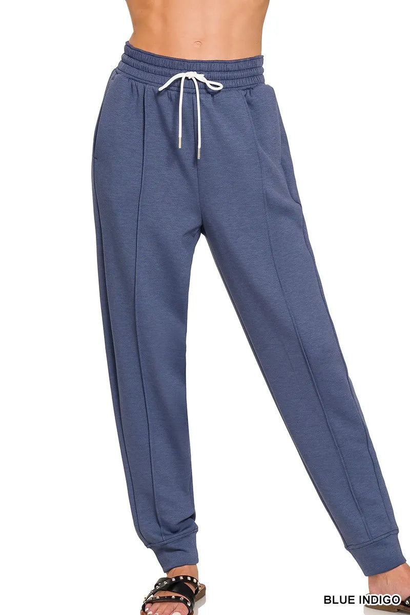 Zenana Drawstring Scuba Sweatpants with Pockets Blue Indigo | Sweatpants Daverri Fashions