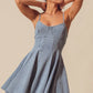 Light blue SO ME A-line fit and flare denim mini dress