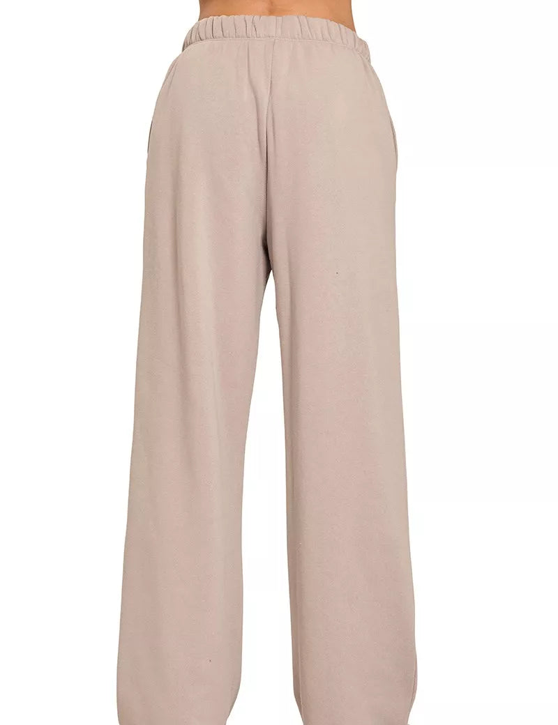 Zenana Fleece Sweatpant with Pockets Ash Mocha | Sweatpants Daverri Fashions