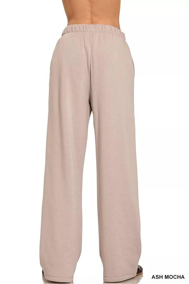 Zenana Fleece Sweatpant with Pockets Ash Mocha | Sweatpants Daverri Fashions