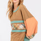 SAGE + FIG Mineral Wash Raw Edge Color Block Sweatshirt Sweatshirts