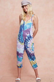 BiBi Tie Dye Knit Mid-length Casual Jumpsuit | Jumpsuits Daverri Fashions