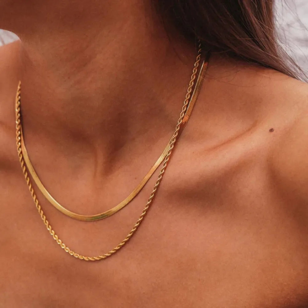 18K Gold-Plated Double-Layered Necklace | Necklaces Daverri Fashions