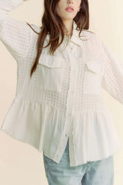 Davi & Dani Garment Washed Jacquard Button Front Shirt | Shirts Daverri Fashions