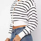 Striped Button Up Cardigan - DAVERRI FASHIONS
