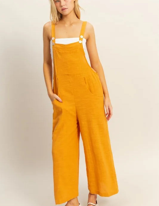 HYFVE Light Orange Textured Wide Leg Overall | Overalls Daverri Fashions