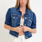 RISEN Puffed Short Sleeve Crop Denim Jackets DARK Denim Jackets