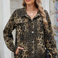 Leopard Print Oversized Denim Jacket - DAVERRI FASHIONS