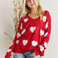 ADORA Plus Size Heart V-Neck Knit Top - DAVERRI FASHIONS