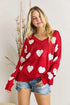 ADORA Plus Size Heart V-Neck Knit Top - DAVERRI FASHIONS
