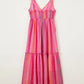 Daverri printed surplice maxi cami dress in vibrant pink stripes