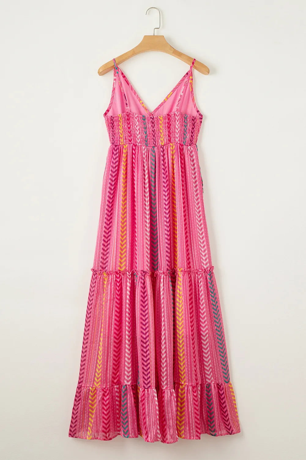 Daverri printed surplice maxi cami dress in vibrant pink stripes