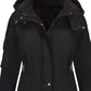 Daverri Fashions black hooded mid-length windproof plus size coat