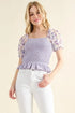 And The Why Embellishment Sleeve Smocked Top - DAVERRI FASHIONS