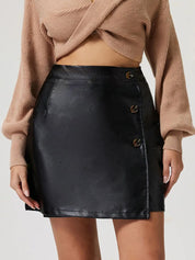Black Buttoned High Rise Mini Skirt | Skirts Daverri Fashions