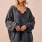 BiBi Mineral Washed French Terry Oversized Sweatshirt - DAVERRI FASHIONS