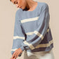 SO ME Ribbed Striped Round Neck Sweater - DAVERRI FASHIONS