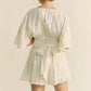Davi & Dani Batwing Sleeve Waist Belt Romper - DAVERRI FASHIONS