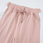Dusty rose paperbag waist pants in Daverri Fashions set