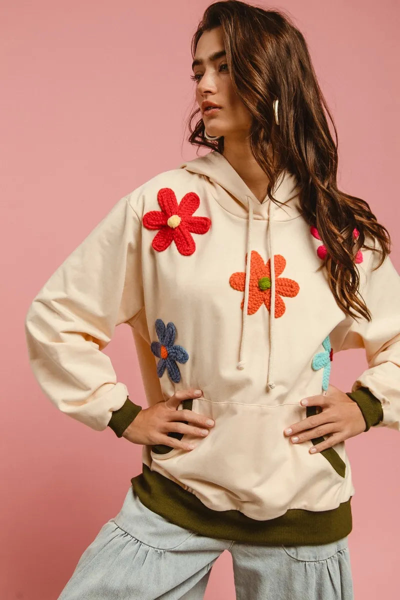 BiBi Patched Hoodie Top | Tops Daverri Fashions